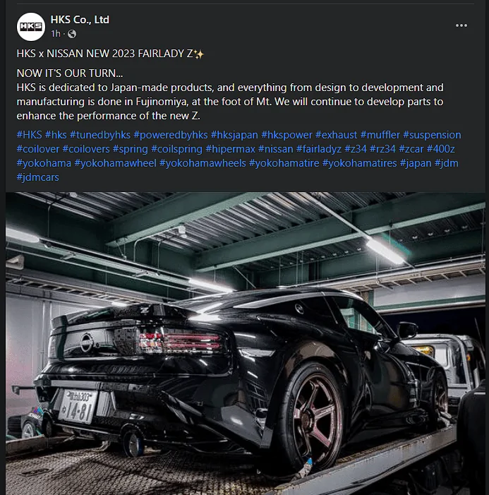HKS gets their Black Diamond 2023 Z and begins performance parts