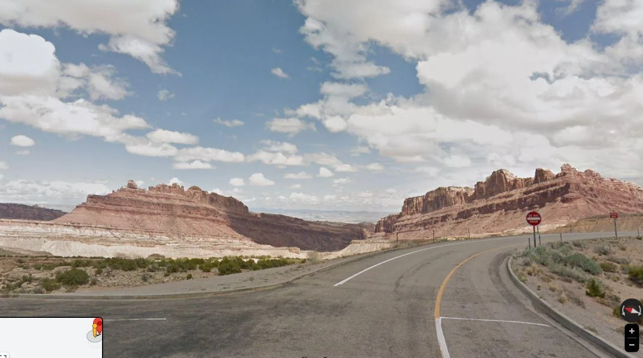 Google street view from the Black Dragon Canyon view point on I70 in Utah.webp