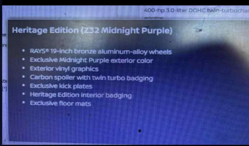 2026 Midnight Purple Z32 Heritage Edition specs leak | 2023+
