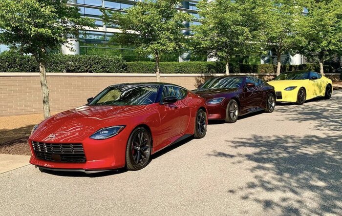 Rosewood Metallic, Ikazuchi Yellow, Passion Red 2023 Nissan Z line up