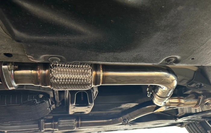 EOS 2.5 inch Axle Back Exhaust with 4 inch tips installed