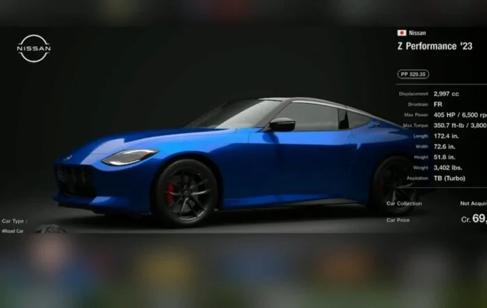Nissan Z weight stats in GT7 = 3402 lbs