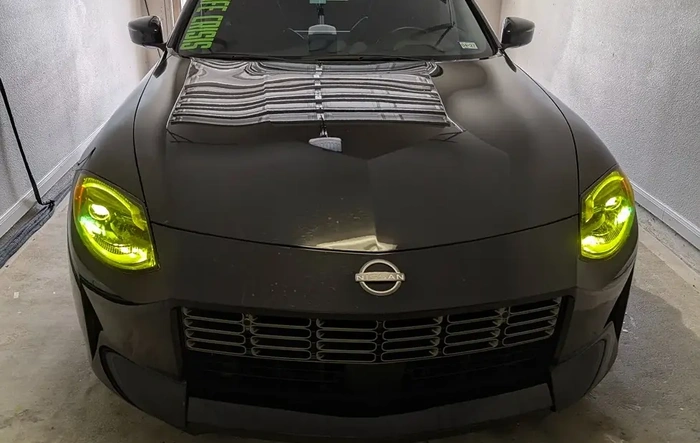 Yellow Lamin-X headlights tint film installed